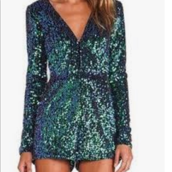🔥 Mermaid Multi color sequined mini romper V neck